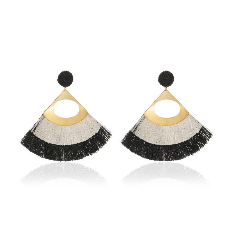 ZYZQ Böhmischen Lange Quaste Ohrringe für Frauen Jahrgang Runde überbacken Boho Metall Zwei-Farbe Ohrringe Schmuck: QW-äh-8866
