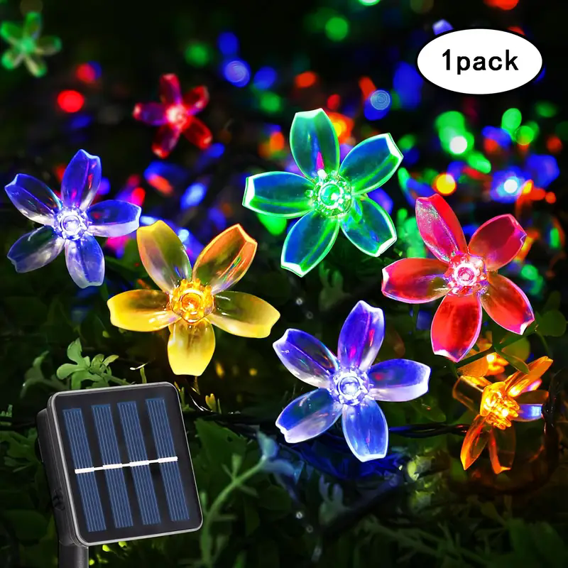 2025 Solar Flower Lichtslingers 200 LEDS Waterdichte Zonne-energie Kerstverlichting 8 Modi Decoratieve Verlichting voor Patio Hek Bruiloft: RGB / 6-10W