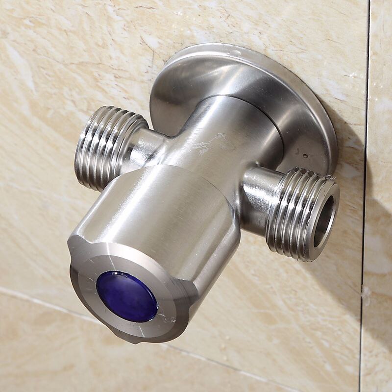 Stainless Steel Angle Valve Bathroom Faucet Water Valve Kitchen Diverter Valve Connector for Toilet Sink Basin Water Heater Tool