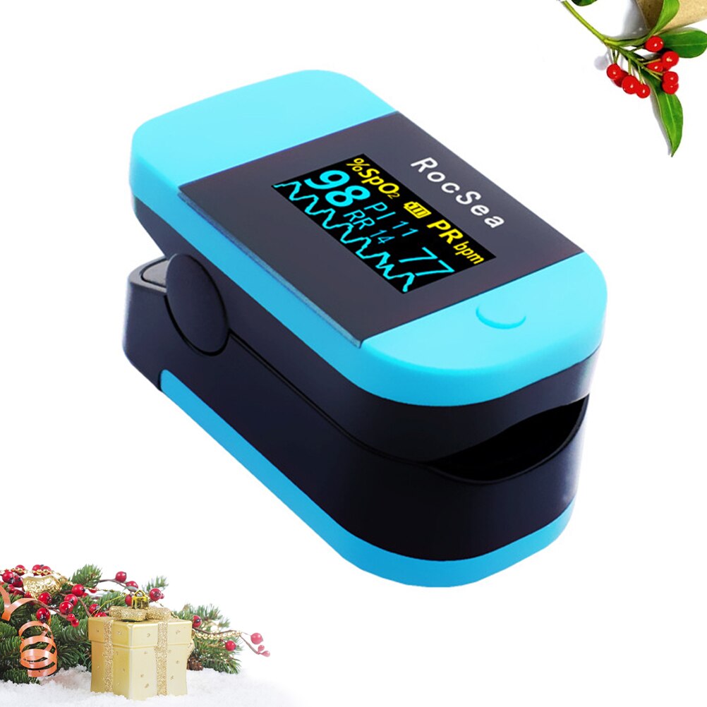Bärbar fingertoppspulsoximeter fingerklämma pulsmätningsverktyg utan batteri (blått)