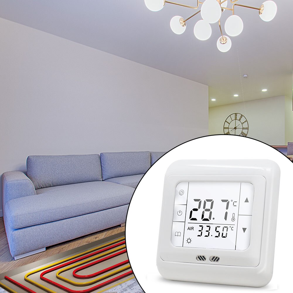 16A Digital Touch Screen Floor Heating Thermostat Room Warm Temperature Controller Auto Control with LCD Backlight