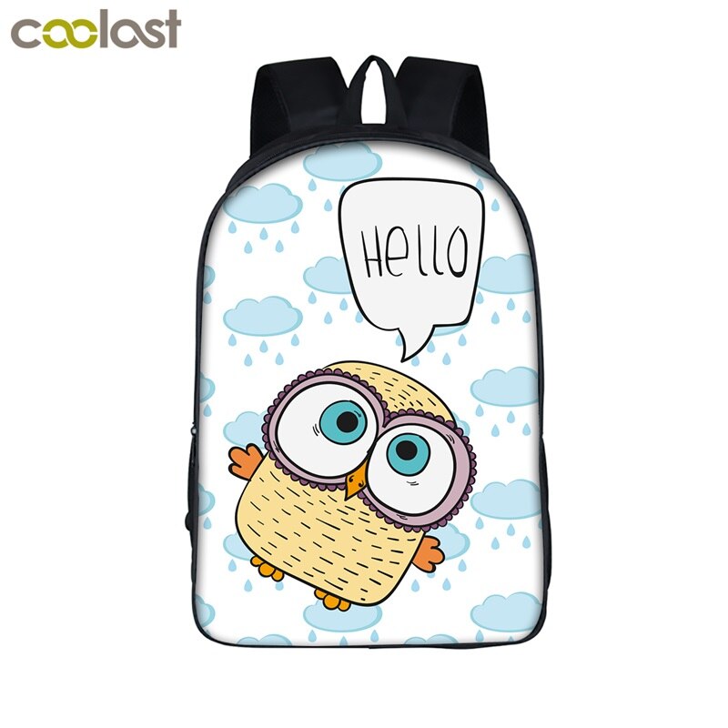 16 inch Cartoon Owl Student Backpack Cute Animal Print School Bag For Teenager Women Men Laptop Backpack Boys Girls Travel Bags: A16 MTY07