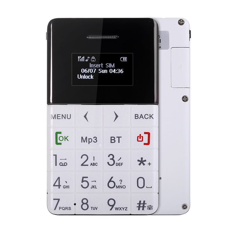 AEKU Q5 Ultra Thin Card Mobile Phone 5.5mm Pocket Mini Phone Quad Band Low Radiation Bluetooth Dialer Phone