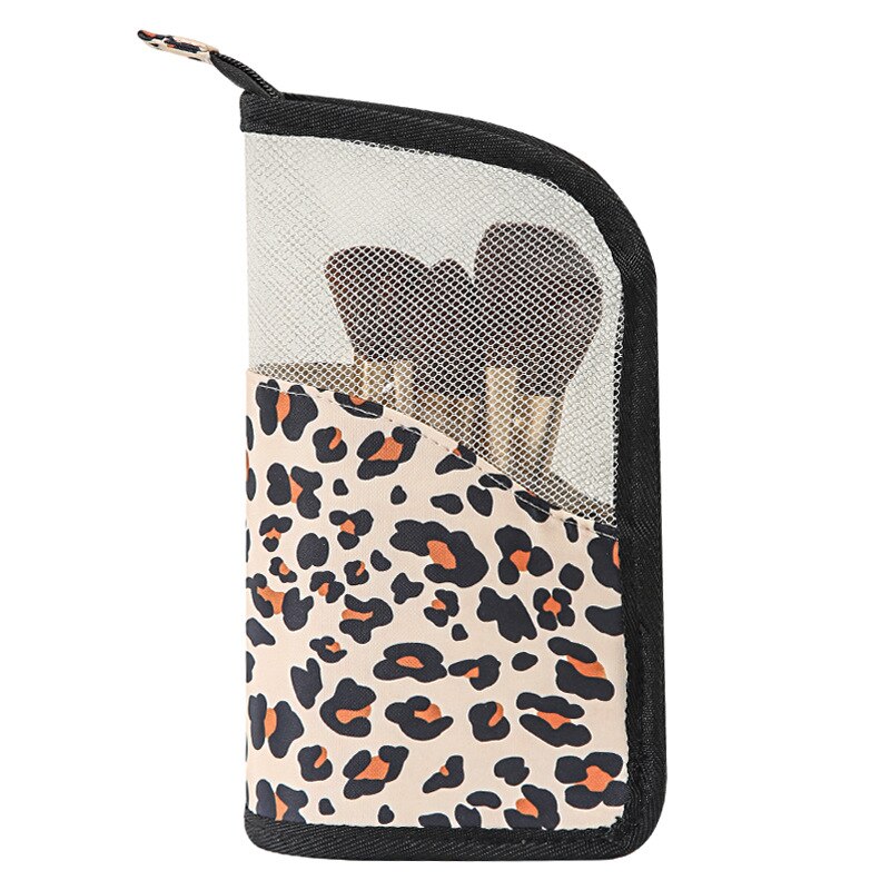 1 Pc Stand Cosmetische Tas Voor Vrouwen Clear Rits Make-Up Tas Reizen Vrouwelijke Make-Up Borstel Houder Organizer Toilettas: Leopard