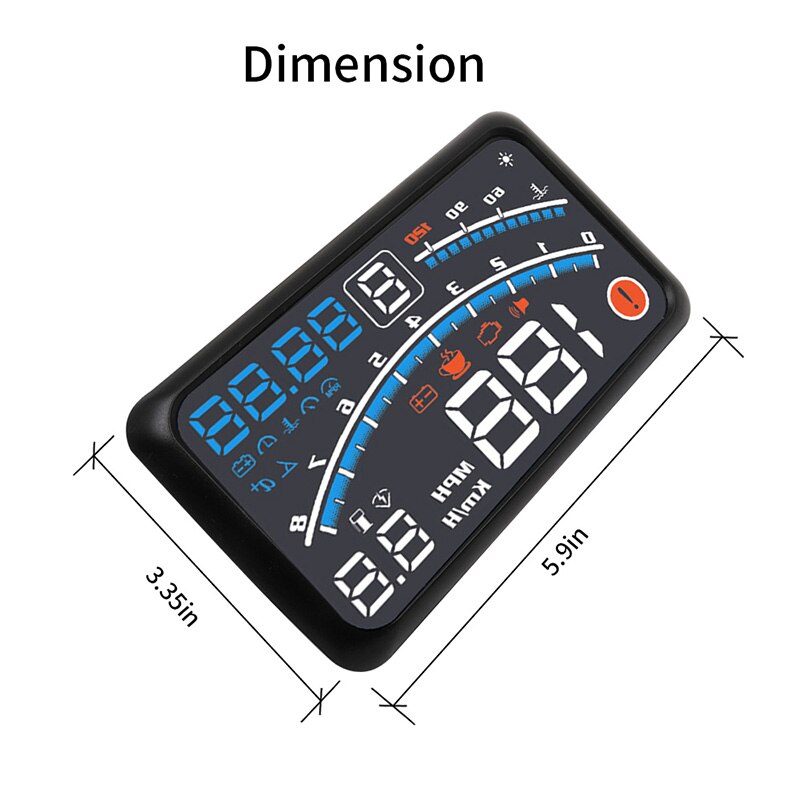 5.5 "auto HUD Head Up Display OBD2 Port Tachometer Projektor Geschwindigkeit Warnung Gauge 4-bühne MPH Geschwindigkeit Warnen OBD2 Interface Windshie