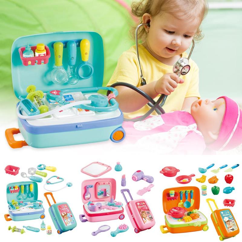 1 Set Draw-Bar Box Children Pretend Play Doctor Kitchen Makeup Plastic Toy