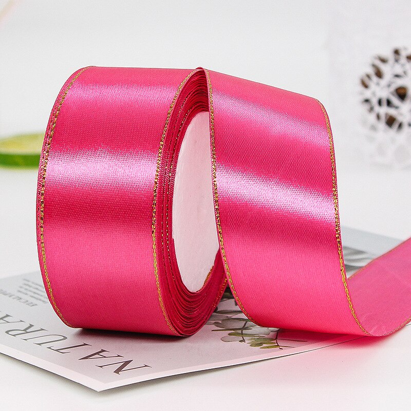 5Yards 40mm Golden Edged Satin Ribbon Packaging Ro... – Grandado