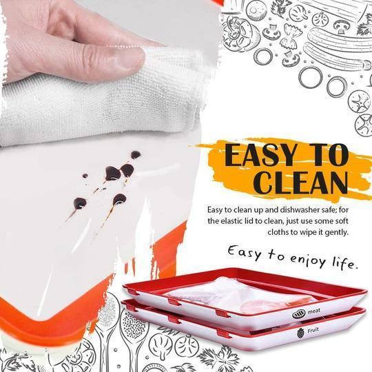 Rectangular Food Preservation Tray Stackable Food Fresh Tray Magic Elastic Fresh Tray Reusable Food Storage Container