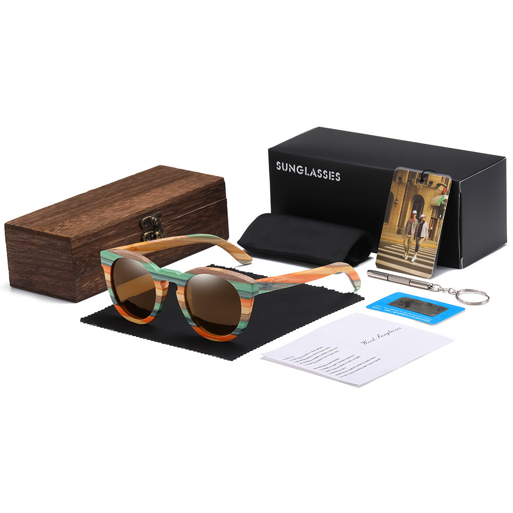 GM Sonnenbrille aus natürlichem Bambus und Holz, VIP-Handbuch, polarisierte Brille, Luxusmarke, , abbaubare Brille, Geschenkbox: Silber