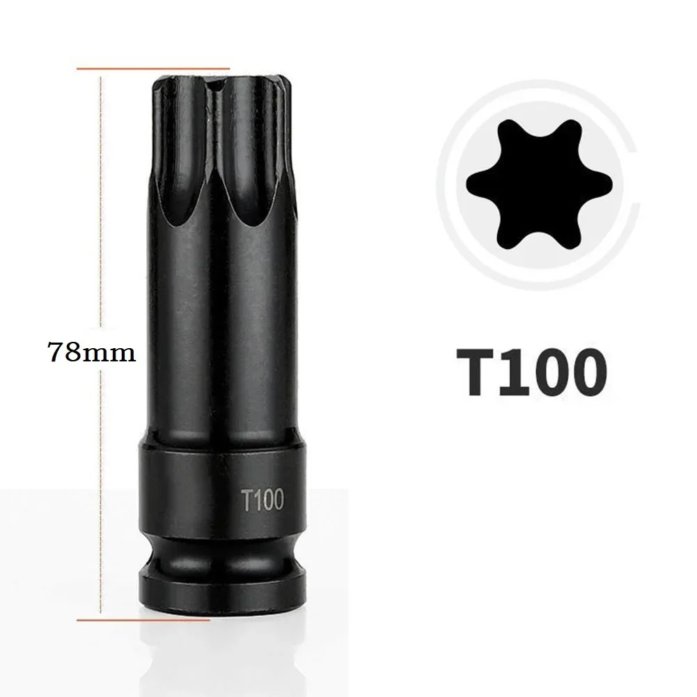 1pc Torx Screwdriver Bits 1/2inch Impact Drive Socket Adapter T20 T25 T27 T30 T35 T40 T45 T50 T55 T60 T70 T80 T100