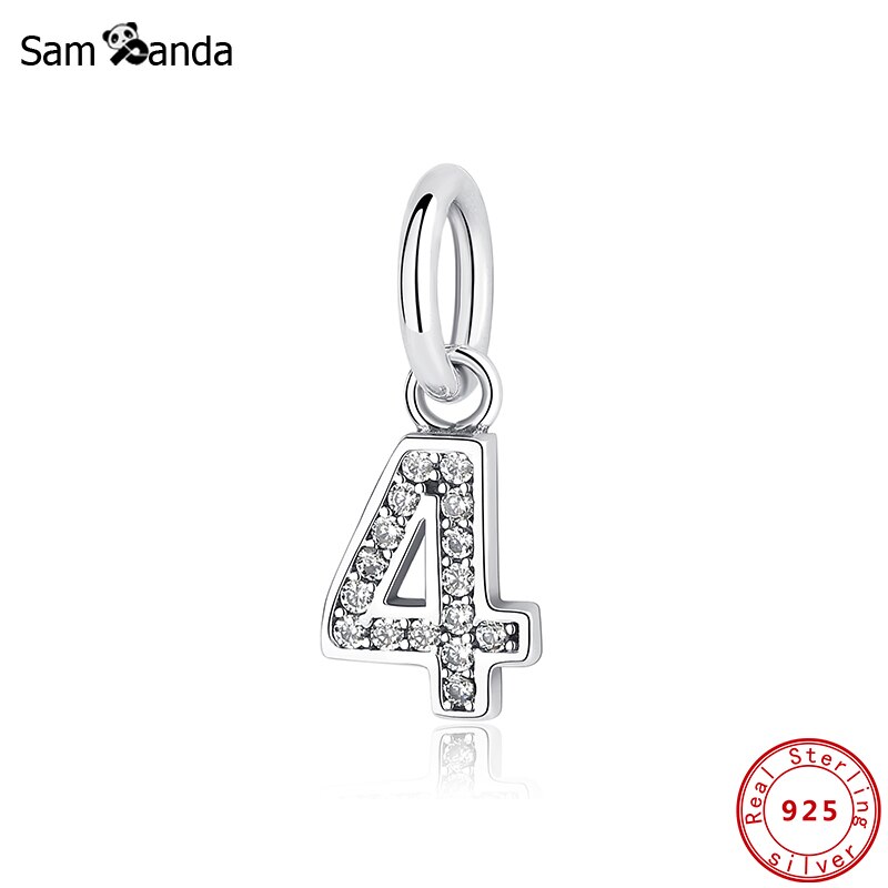 Original 100% 925 Sterling Silver Charm Bead Number One Nine Pendant Charms Fit Bracelets Necklaces Diy Women Jewelry