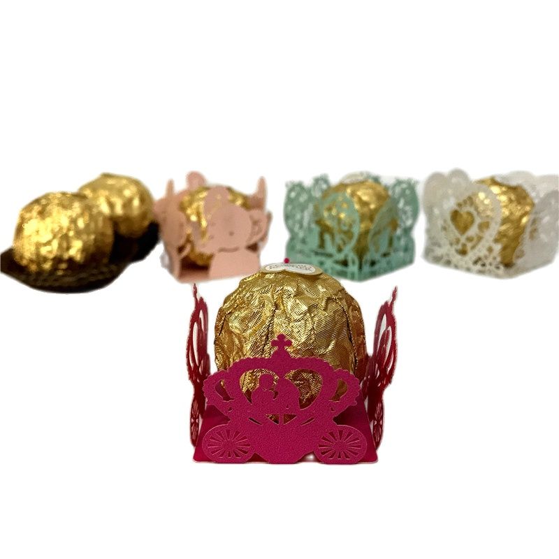 50pcs Cinderella Chocolate Truffle Paper Cups Dessert Container Packaging for Wedding Engagement