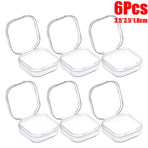 Mini contenedores transparentes de 6-48 Uds., caja de almacenamiento de cuentas cuadradas de plástico para cuentas, joyería, manualidades, juego de mesa, organización de piezas al por mayor: YELLOW