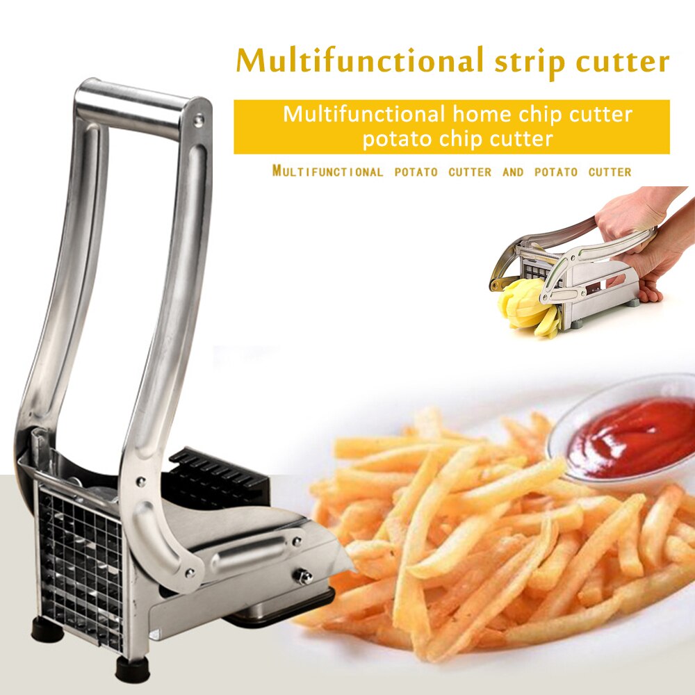 Skära pommes frites potatisskärare strimlare rostfritt stål/grönsaksgurkskärare/hushålls frites skärverktyg med 2 blad