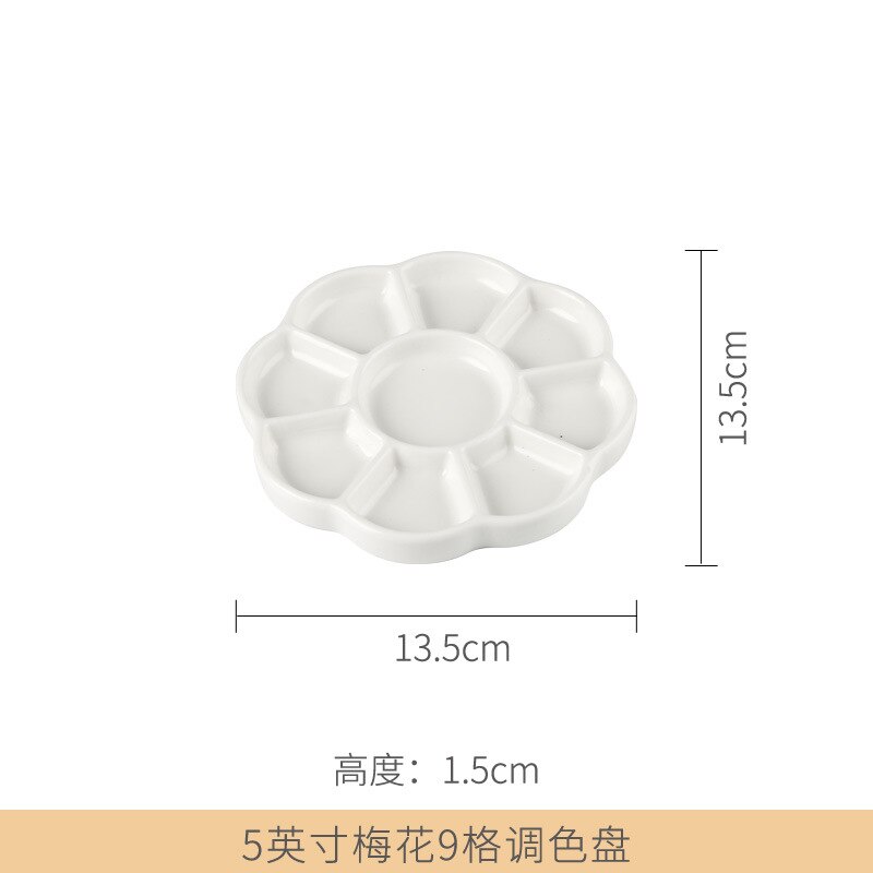 Paleta de cerámica para pintura de acuarela, materiales de arte de paleta de porcelana blanca, suministros profesionales de pintura de cerámica: B