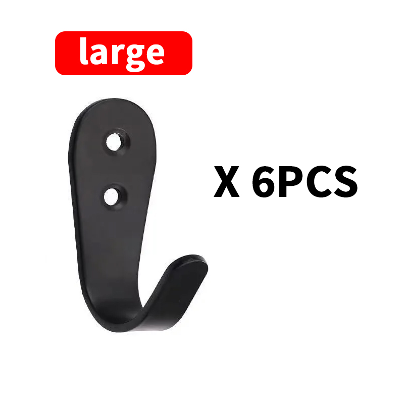 Wandkapstokken, 6-pack zwarte kapstokken, aan de muur gemonteerde enkele deurhaken, grote J metalen haken voor keuken, slaapkamer, badkamer: Bruin