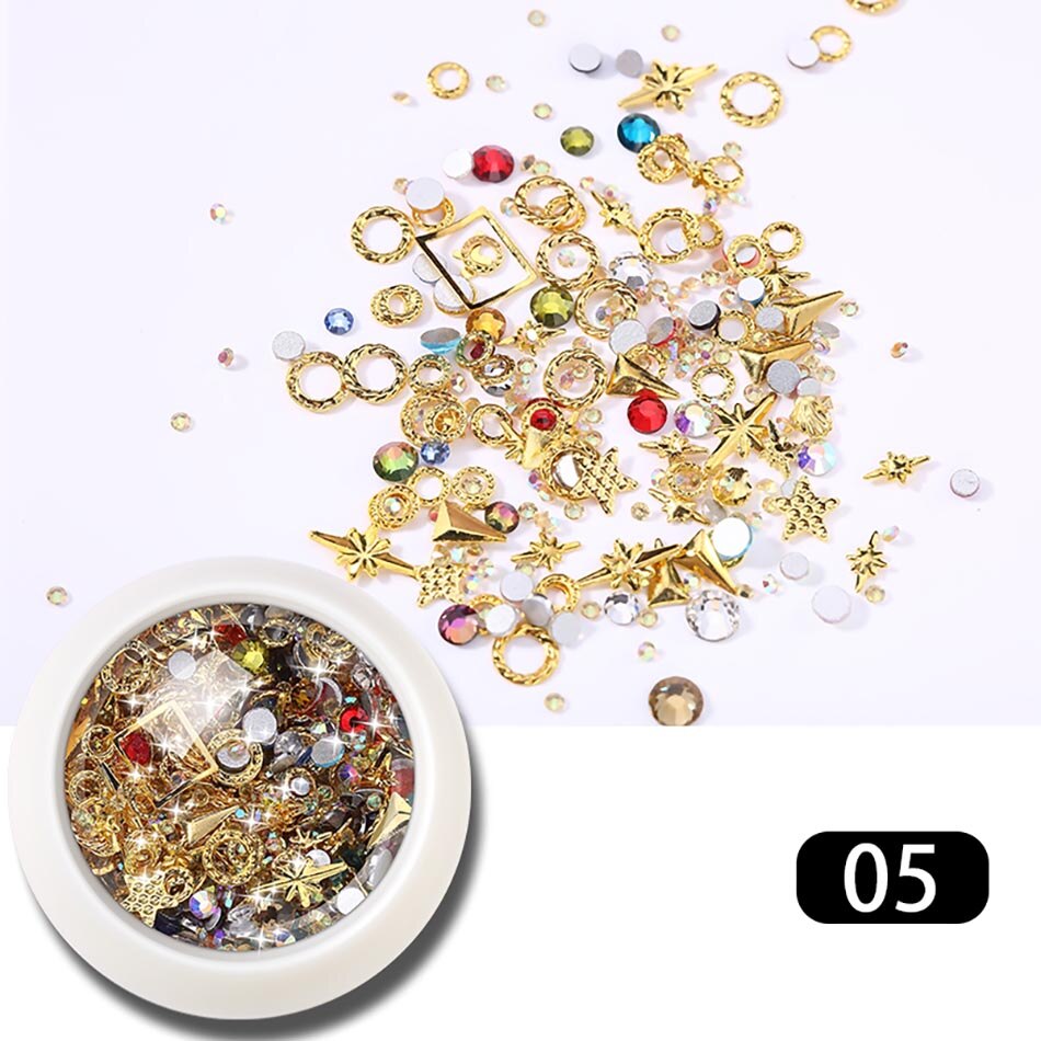 Rowhxy 1 Box Nail Art Decoraties Kleurrijke Rhinestones Nail Shell Voor 3D Nail Art Diamanten Nail Art Legering Voor manicure: 05