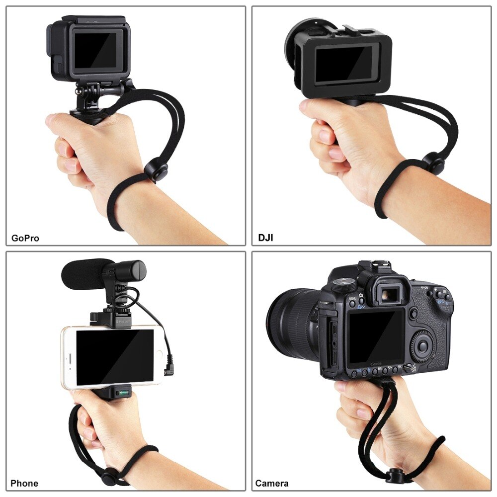 Mobile Smartphone Camera Grip Holder Handle Rig Monopod with Wrist Strap Tripod And Cold Shoe F-Mount For Filming Video On Mos