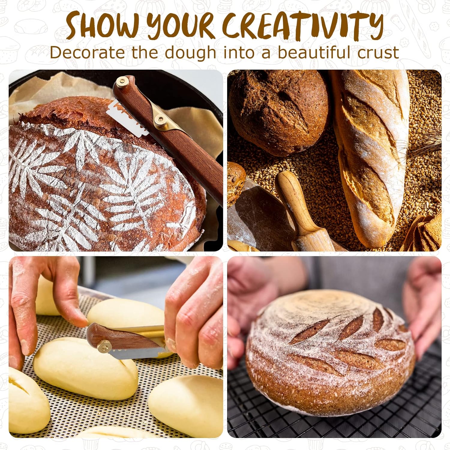 Brood Lame Snijden Zuurdesem Gereedschap met 5 messen en beschermhoes Duurzaam Broodsnijden Draagbare bakkersnijder Brood bakken