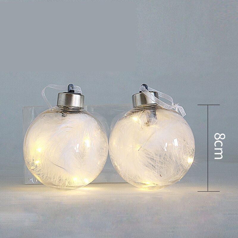 8Cm Kerst Ballen Met Verlichting Boom Ornamenten Led Licht Onbreekbaar Xmas Bruiloft Jaar Decoraties Bal: White
