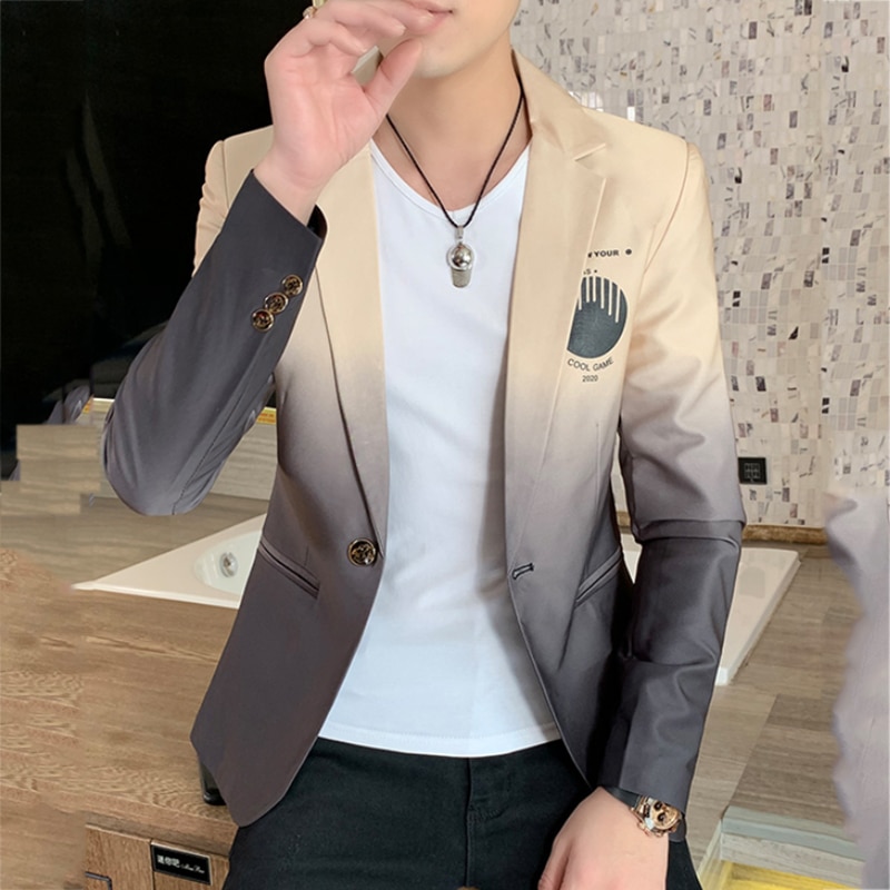 Herre koreansk slim fit blazer jakkesæt rød orange hvid colorblock jakkesæt mandlige blazere bryllupskostumer sangere jakke