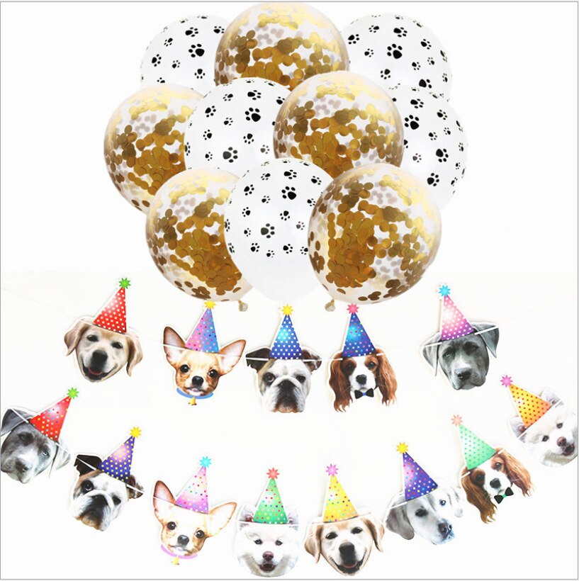 16 tums bokstav låter tafsig husdjur födelsedag ballong fest set husdjur födelsedag tema dekor djur banderoll katt ansikte hund husdjur flagga: 19