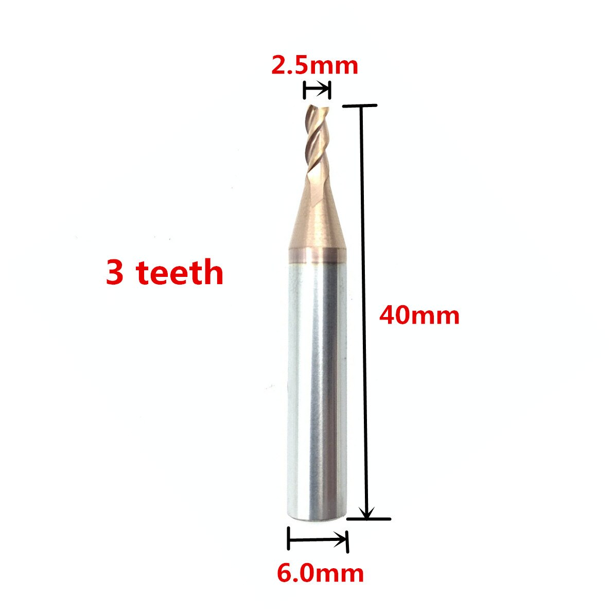 Carbide End Milling Cutter And HSS Tracer Point (Probe) For KUKAI Alpha Key Cutting Machines: 3 teeth 2.5mm cutter