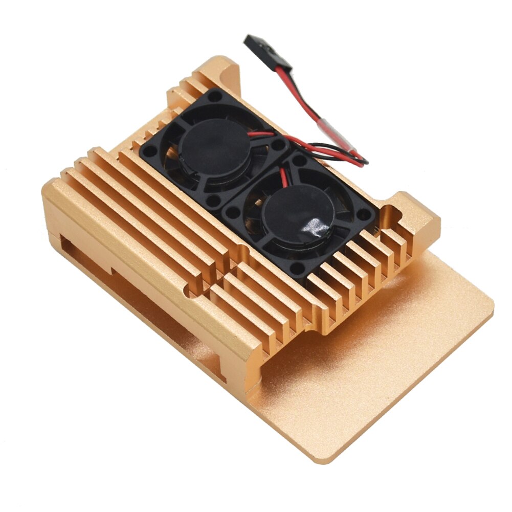 Behuizing Cover Installeren Aluminium Signal Tool Duurzame Beschermende Case Box Behuizing Shell Praktisch Voor Raspberry Pi 4B: Gold With Fan