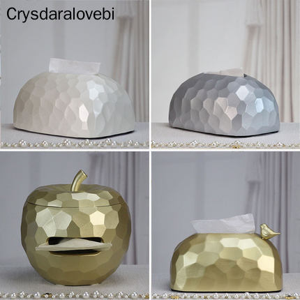 Boîte à mouchoirs en céramique dorée moderne, boîte de rangement pour serviettes en papier, décoration de bureau Simple pour maison salon Restaurant hôtel