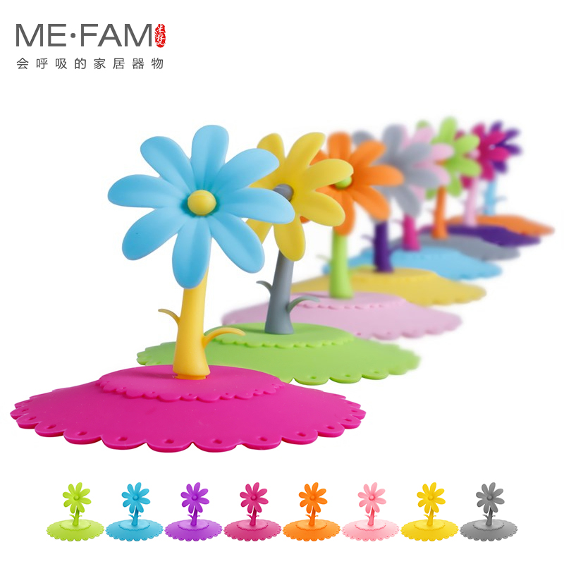 Me.fam 1 stuks schattige 3d kanten bloemen zonnebloem siliconen beker deksel 10.5 cm afdichting stofdichte hoes voor glazen keramische plastic mok