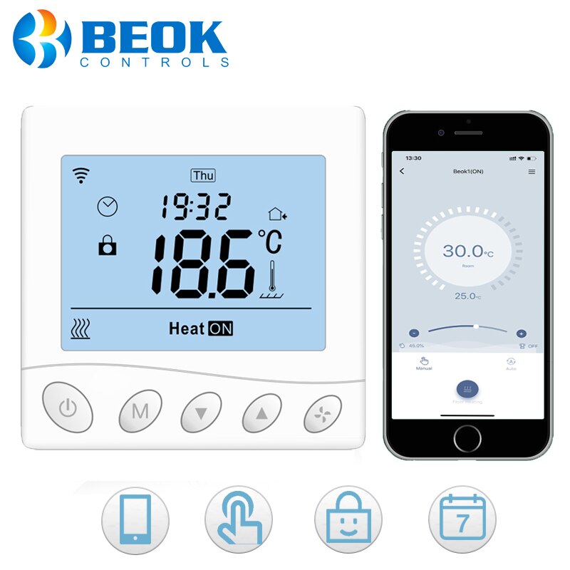 Beok Wifi Thermostat Gas Boiler Smart Room Heating Temperature Controller Regulator Remote Control Programmable TR33