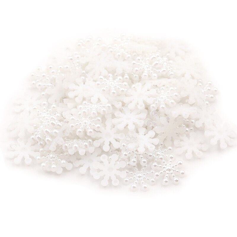 100 Pcs/lot blanc bricolage flocon de neige artificiel Flatback perle carte de noël faisant bricolage artisanat de: WHITE