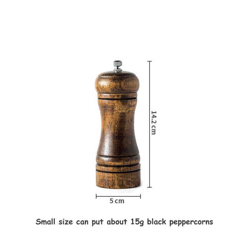 5" 8" 10" Salt and Pepper Grinder, Solid Wood Spice Pepper Mill with Strong Adjustable Ceramic Grinder Kitchen Cooking Tools: 5 inch