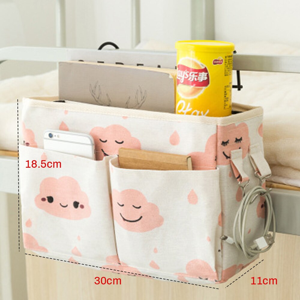 Lærred sengelinned hængende lomme opbevaringspose soveværelse magasin opbevaringspose ble caddy legetøjsholder baby tissuekasse hjem arrangør: 05