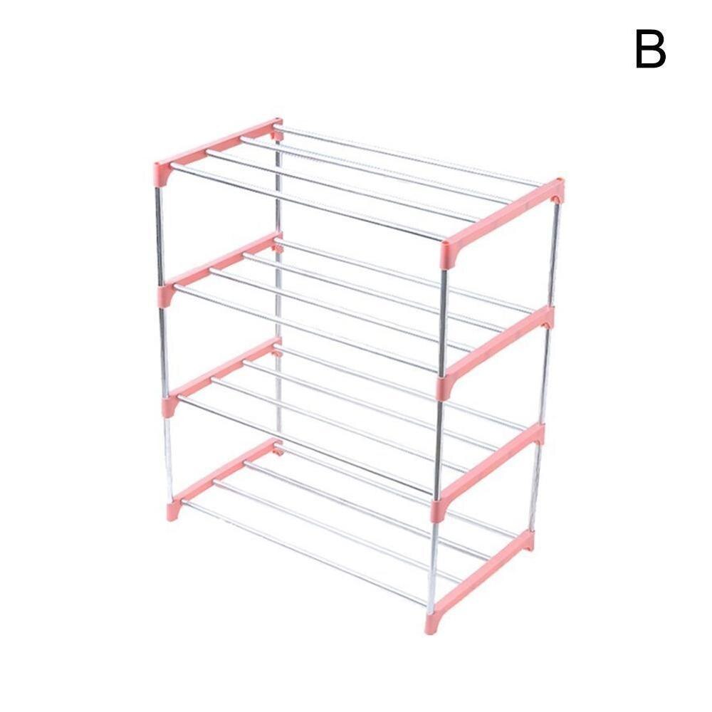 3/4 Tiers Stapelbaar Schoenenrek Opslag Plank Thuis Hal Schoenen Organizer Rvs Schoenenrek: B