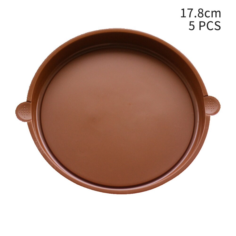 5pcs Solid Indoor Outdoor Round Flower Pot Home Garden Balcony With Handle Waterproof Durable Container Drip Tray Plant Saucer: Coffee 17.8cm
