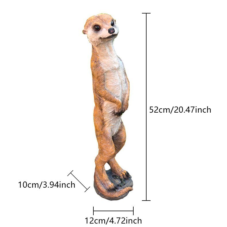 Outdoor Garden Resin Mongoose Crafts Statues Decoration Home Courtyard Balcony Cute Cat Animal Sculptures Decor Park Ornaments: A