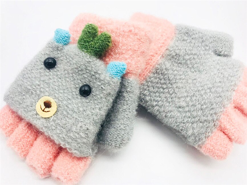 1X zimowe rękawiczki dla dzieci dziewczyny chłopcy zimowe kreskówki dla zwierząt niejednolita całość utrzymuj ciepłe rękawiczki rękawiczki dla 1-3 lat niemowlę Sep #2