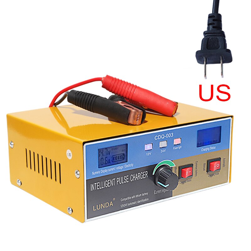12V/24V 20A/15A 400W 6AH-400AH Smart Pulse Repair Battery Charger and Maintainer Lithium/Lead-Acid Battery for Car Motorcycle: US