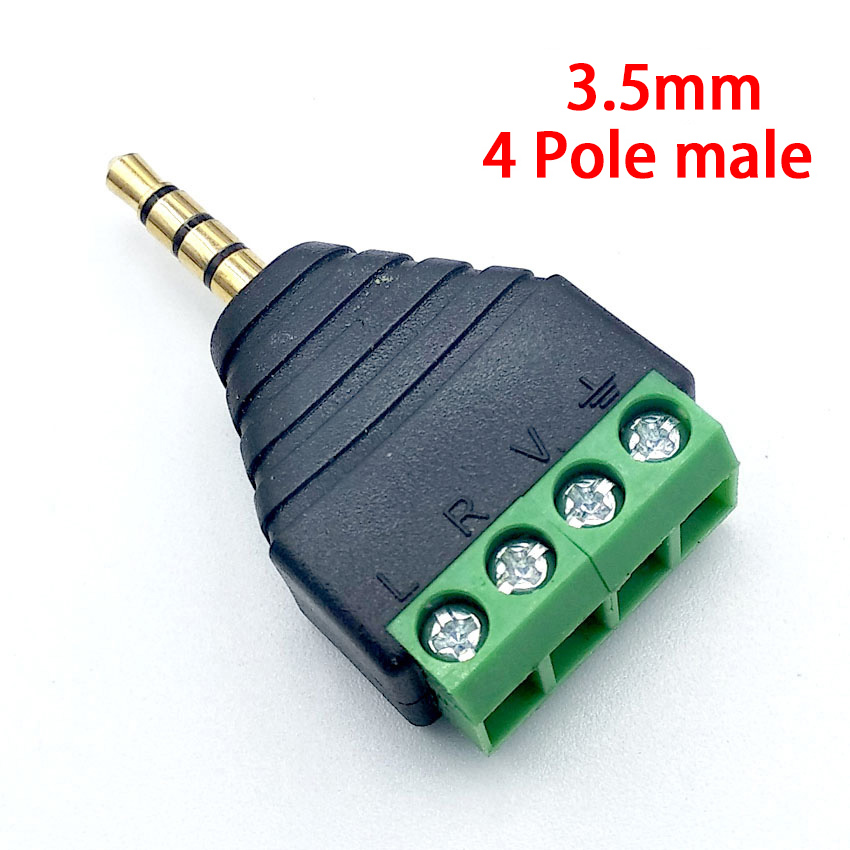 3.5mm 2/3/4 pole stekker/vrouwelijke schroef terminal socket mono/stereo connector 3.5mm 1/8 Inch hoofdtelefoon audio-ingang adapter: Grey / bundel 3