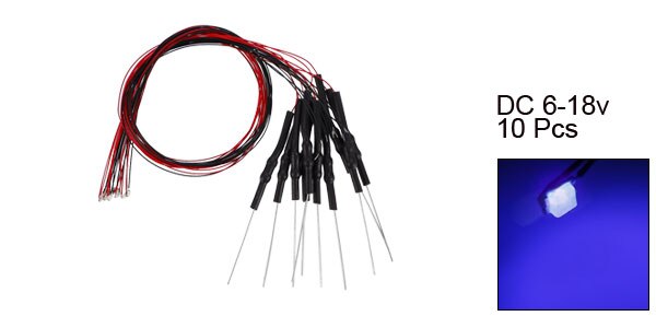 uxcell 10pcs Prewired SMD LED Light Emitting Diode DC 6-18V with Resistor for Small Model Cosplay and Small Model Building: Blue 0603