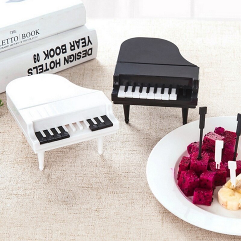 10 unids/set Piano de la fruta tenedor Piano teclado Tenedor de plástico postre para niños de pastel de Forks selecciones accesorios de cocina y Bar