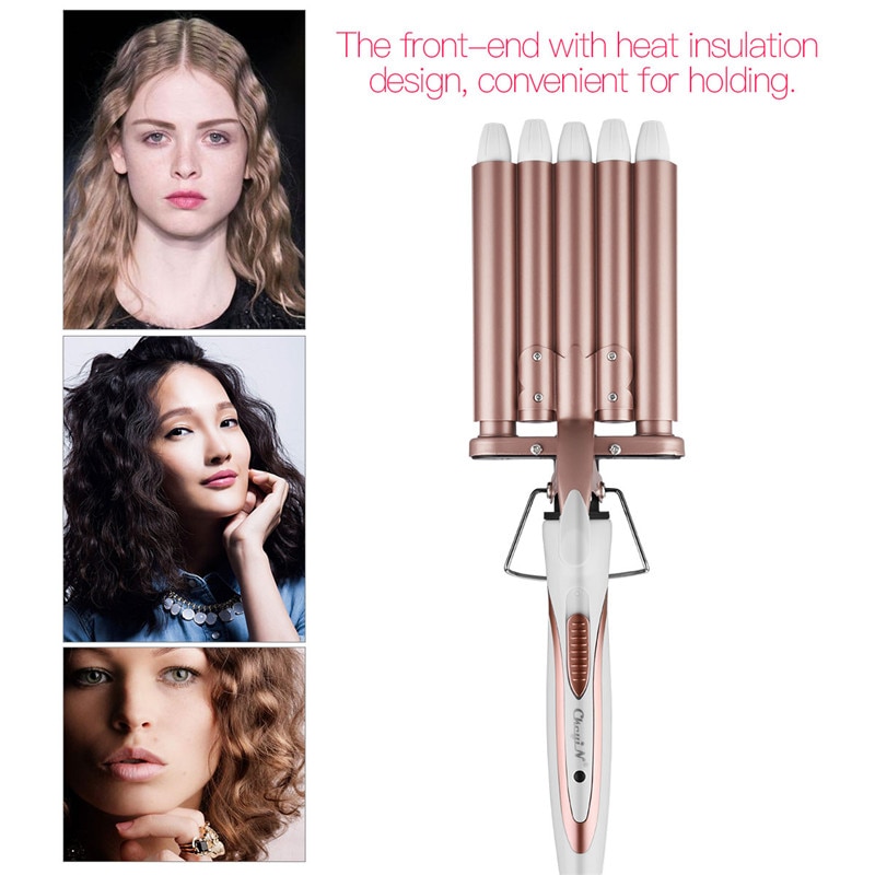 CkeyiN 5 Barrels Hair Curler Ceramic Negative Ion Curling Iron Electric Waver Fast Heating 16MM Hair Stying Tool