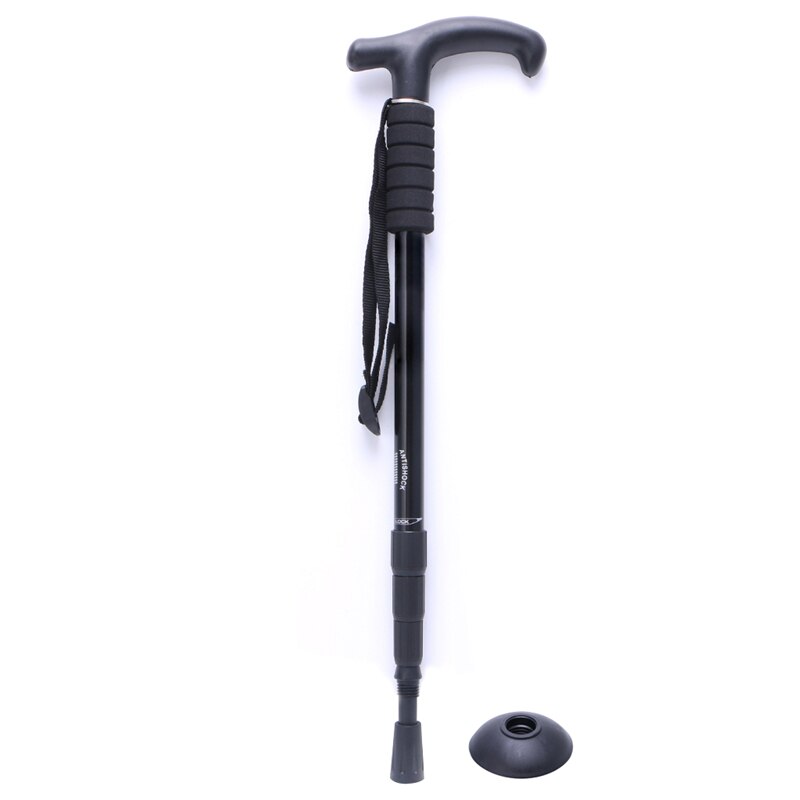 Cane Anti-Shock Hiking Walking Stick Trekking Crutches Adjustable Useful: Black