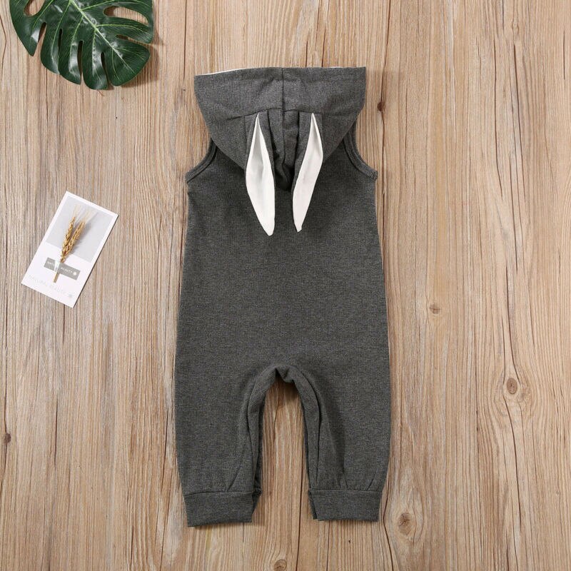 Emmababy Mijn 1st Pasen Konijn Peuter Baby Jongen Meisje Mouwloze Hooded Romper Outfits Kleding
