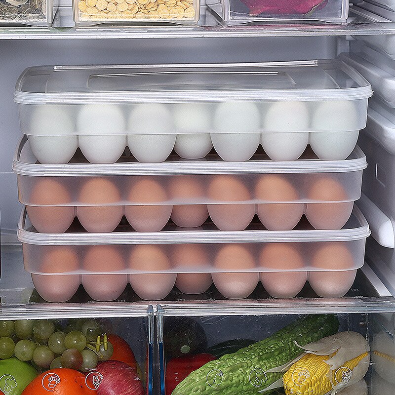34 Grid Egg Storage Box Refrigerator Food Preservation Box Organizer Kitchen Accessories Plastic Tray Vegetable Rack -proof