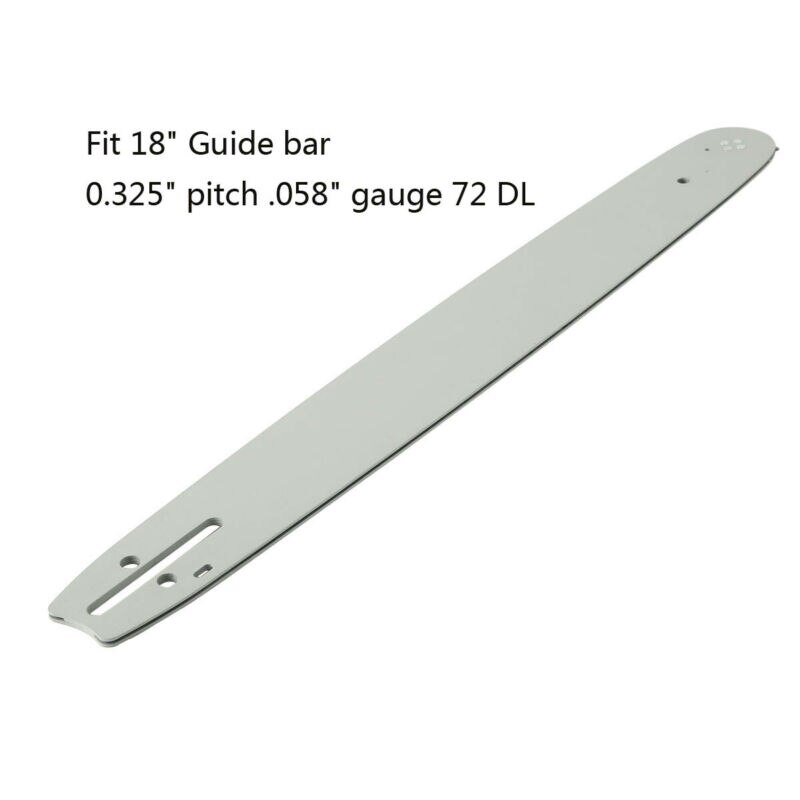 18" Chainsaw Guide Bar + Chain 0.325" .058" Guage 72DL For Chinese Chainsaw 4500 5200 5800 Tarus Timbertech For 62CC 58CC 52CC