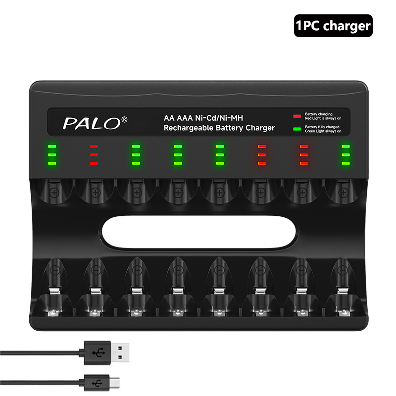 1.2V AA AAA NIMH Baterías Recargables 2A 3A + 8 Ranuras USB-C Cargador de Batería Rápido Con cable para juguetes linterna Ratón Mando a Distancia: Lavanda