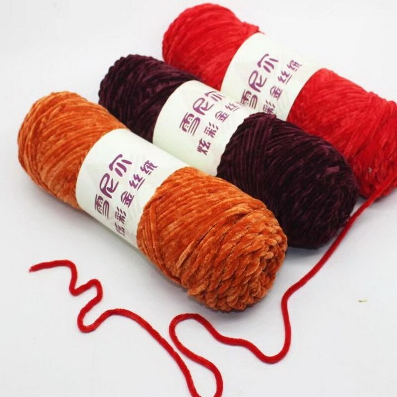 Chenille Gold Velvet Yarn Soft Silky Yarn Knitting Craft Yarn warm& comfortable Use for Knitting Scarf Hat & blanket