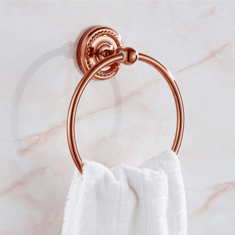 Gold/ Rose Gold Simple Copper Towel Ring Towel Bar Bathroom Hardware Accessories